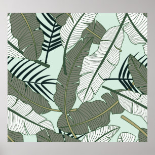Affiche Feuilles tropicaux : Motif naturel sans couture.