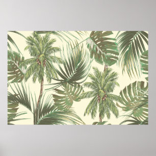 Affiche Feuilles tropicaux motif sans couture