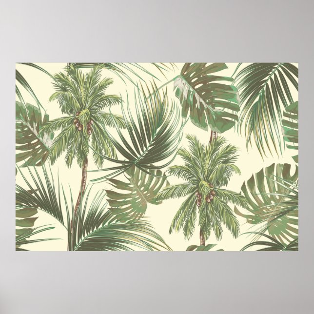 Affiche Feuilles tropicaux motif sans couture (Devant)