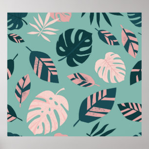 Affiche Feuilles tropicaux : Motif Vintage sans couture.