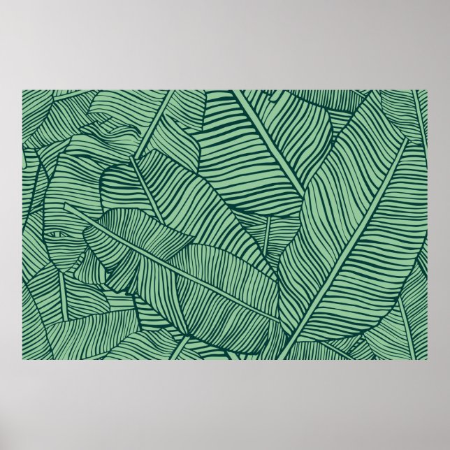 Affiche Feuilles tropicaux. Texture transparente avec feui (Devant)