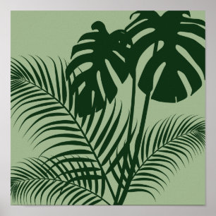 Affiche Feuilles tropicaux Vert clair Art moderne Imprimer