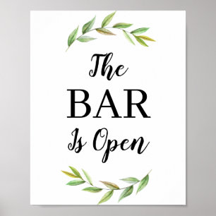 Affiche Feuilles Verdoyants Le Bar Est Ouvert Bar Mariage 