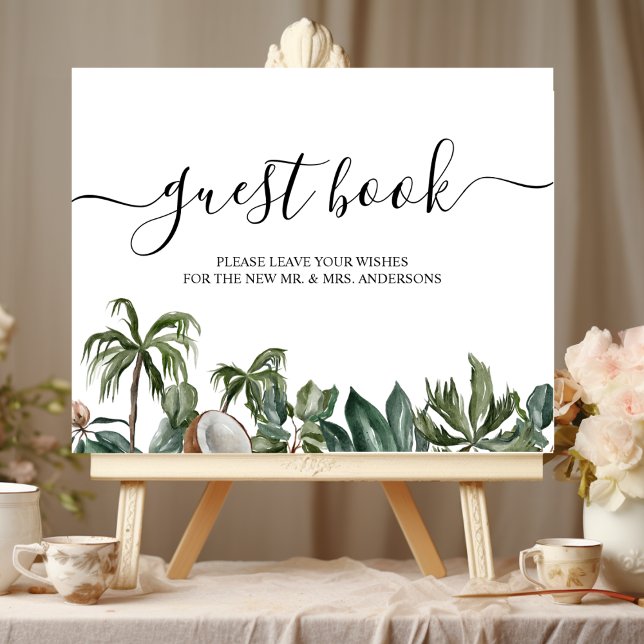 Affiche Feuilles Vertes Aquarelle Tropical Tendance (Créateur téléchargé)