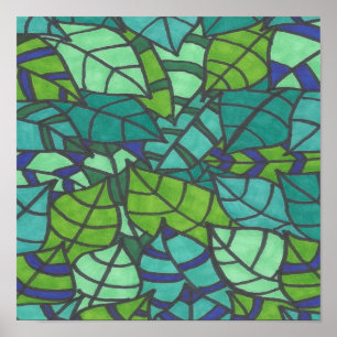 Affiche Feuilles verts tropicaux