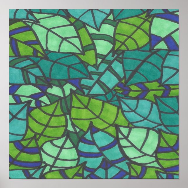 Affiche Feuilles verts tropicaux (Devant)