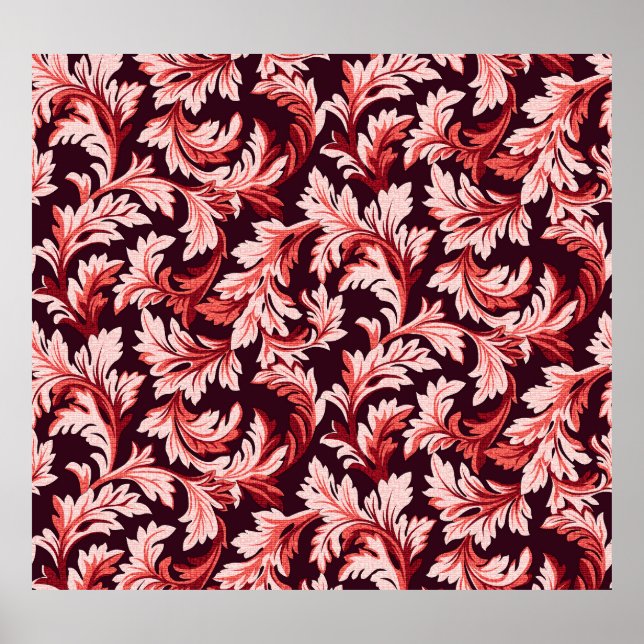 Affiche Feuilles vintages Spiral Baroque, Texturé. (Devant)