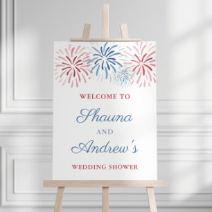 Affiche Feux d'artifice 4 juillet Couples Mariage Fête de