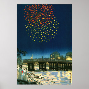 Affiche Feux d'artifice à la rivière Kamo Kyoto Kotozuka E