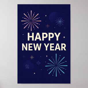 Affiche Feux d'artifice de célébration Bold Navy Gold 2026