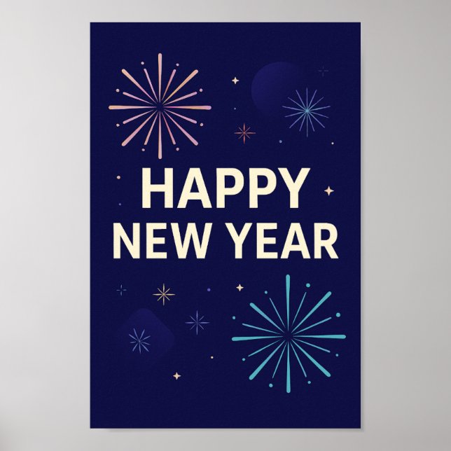 Affiche Feux d'artifice de célébration Bold Navy Gold 2026 (Devant)