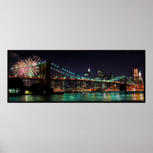 Affiche Feux d'artifice de pont de Brooklyn