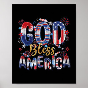 Affiche Feux d'artifice patriotiques chrétiens God Bless A