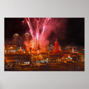 Affiche Feux d'artifice rouges sur The Plaza, Kansas City