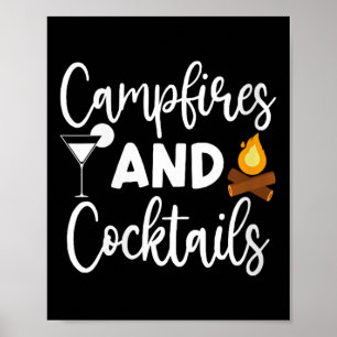 Affiche Feux de camp de femmes et queues amateur de campin