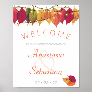 Affiche Feux de cordes d'automne Lumières de mariage Accue
