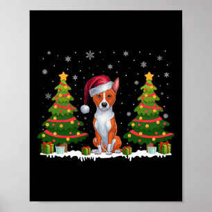 Affiche Feux de Noël Basenji Chien Santa Chapel Noël S