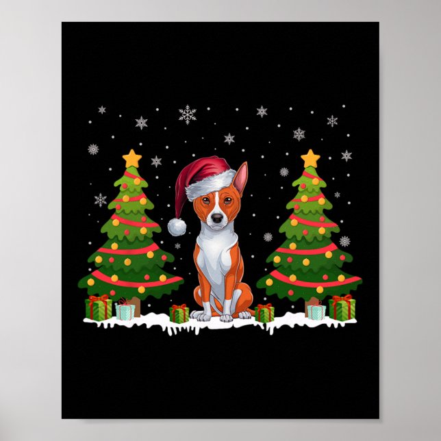 Affiche Feux de Noël Basenji Chien Santa Chapel Noël S (Devant)