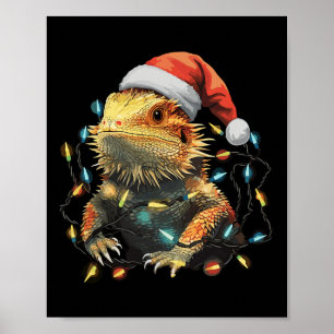 Affiche Feux de Noël du Dragon à oreilles mignonnes Santa