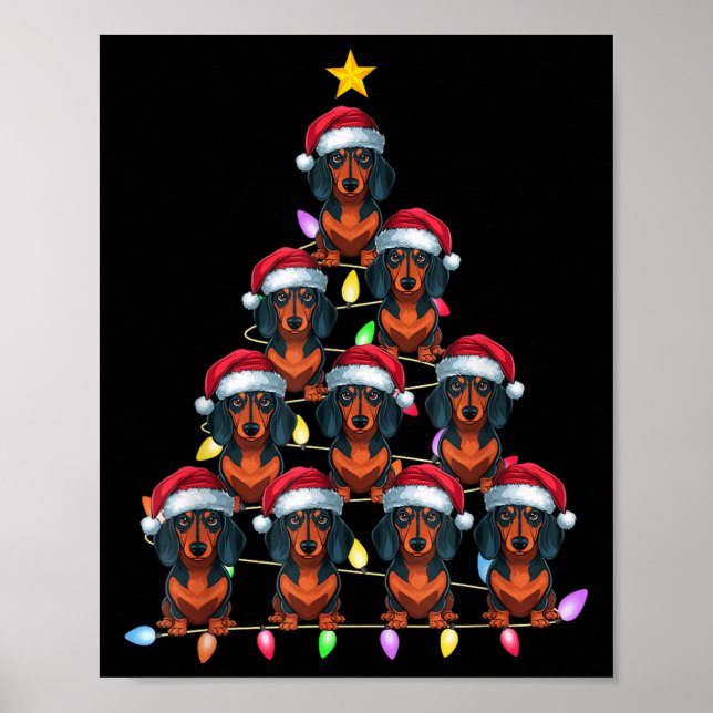 Affiche Feux de Noël Hommes Femmes Père Noël Dachshund Do (Devant)