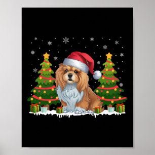 Affiche Feux de Noël Lhassa Apso Chien Santa Hat Noël