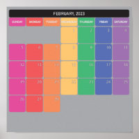Février 2023 calendrier planificateur jours couleu