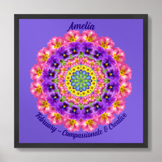 Affiche Février Citation Fleur de naissance Enfants Nurser