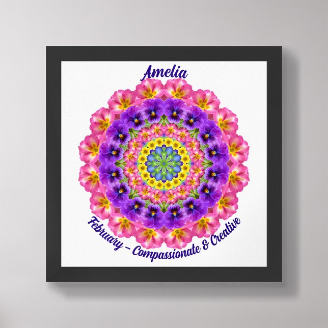 Affiche Février Citation Fleur de naissance Enfants Nurser (Framed February Birth Month Flower Nursery Kids Poster)