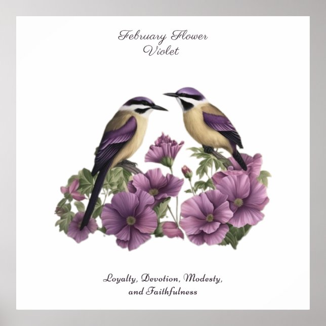 Affiche Février Mois de naissance Fleur personnalisée Anni (Devant)