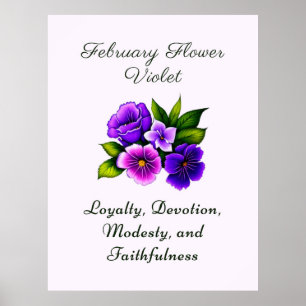 Affiche Février Mois de naissance Violet Fleur Delicet Flo