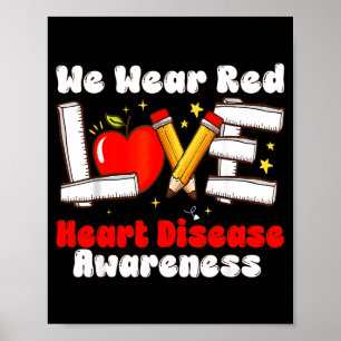 Affiche Février Nous Portons Rouge Amour Maladie Cardiaque