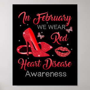 Affiche Février Porter Rouge Haut talons Maladie cardiaque