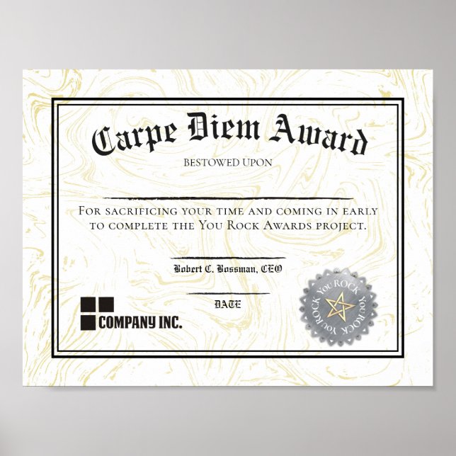 Affiche Fiançailles d'employé qui obtient un certificat d' (Devant)