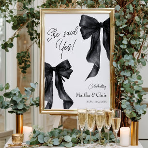 Affiche Fiançailles Moderne Elle A Dit Oui Coquette Black 