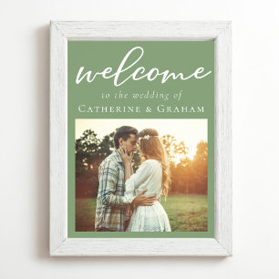 Affiche Fiançailles photo Sage Green Mariage Bienvenue