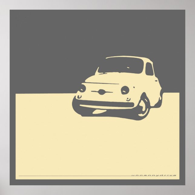 Affiche Fiat 500, 1959 - Crème sur gris (Devant)