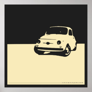 Affiche Fiat 500, 1959 - crème sur le noir de charbon de