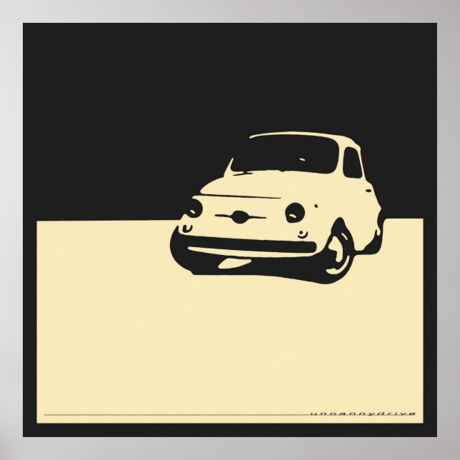 Affiche Fiat 500, 1959 - Crème sur noir de charbon (Devant)