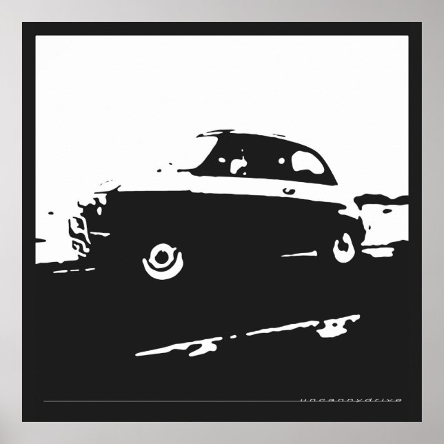 Affiche Fiat 500 classique - Blanc sur arrière - plan de c (Devant)