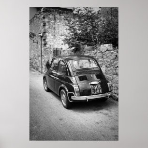Affiche FIAT 500 voiture en noir et blanc