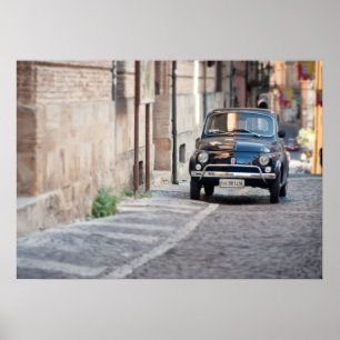 Affiche Fiat noir 500, Cinquecento, en Italie