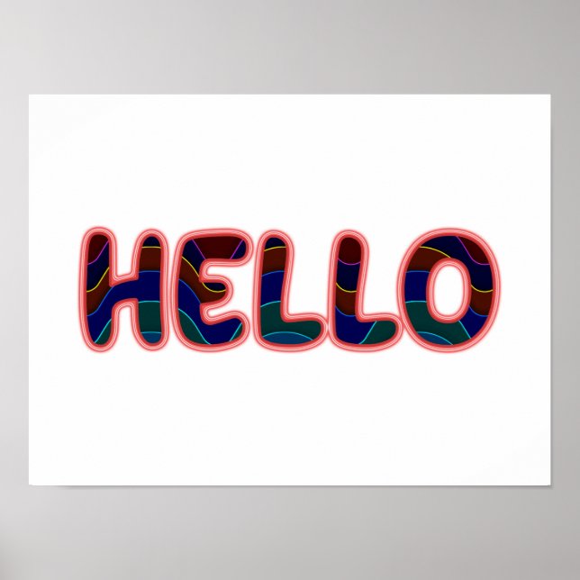 Affiche Fiberoptic Neon Glow HELLO Salutation (Devant)