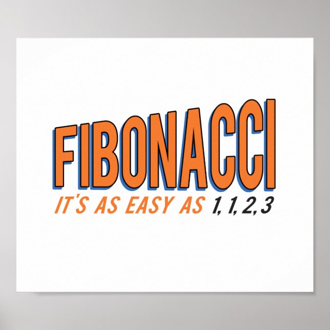 Affiche Fibonacci C'est aussi facile que 1, 1, 2, 3 (Devant)