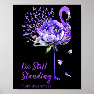 Affiche Fibro Fibromyalgie De Ruban Violet Flamant rose Nn