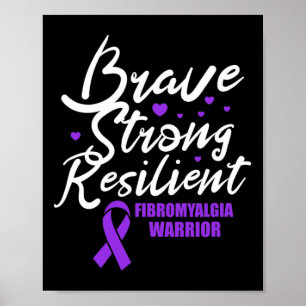 Affiche Fibromyalgie guerrière brave forte résistance Fibr
