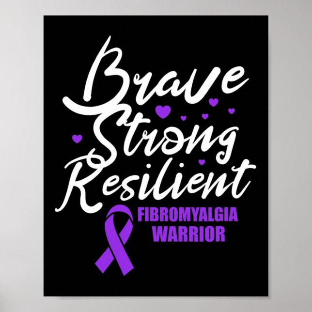 Affiche Fibromyalgie guerrière brave forte résistance Fibr (Devant)