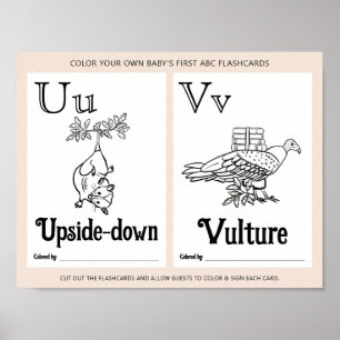 Affiche Fiche d'activité de coloration Baby shower ABC