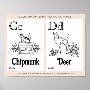 Affiche Fiche d'activité de coloration Baby shower ABC