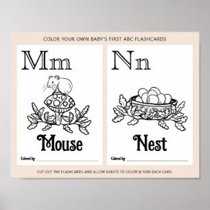 Affiche Fiche d'activité de coloration Baby shower ABC