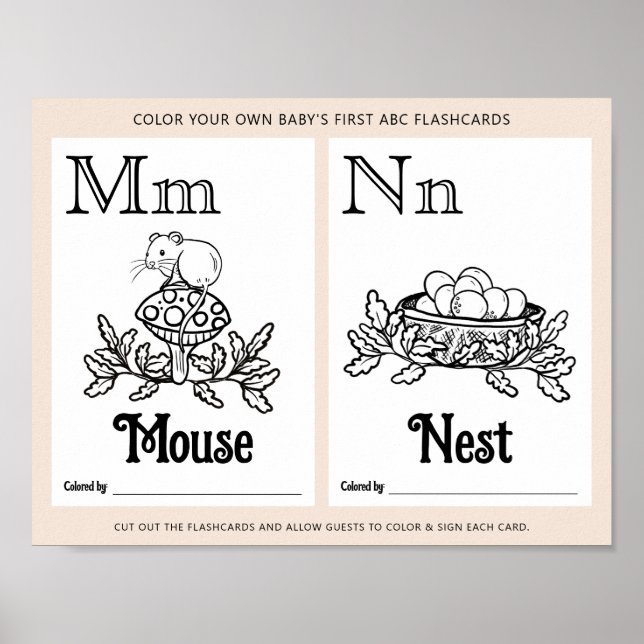 Affiche Fiche d'activité de coloration Baby shower ABC (Devant)